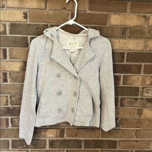 Jersey style cardigan with hood